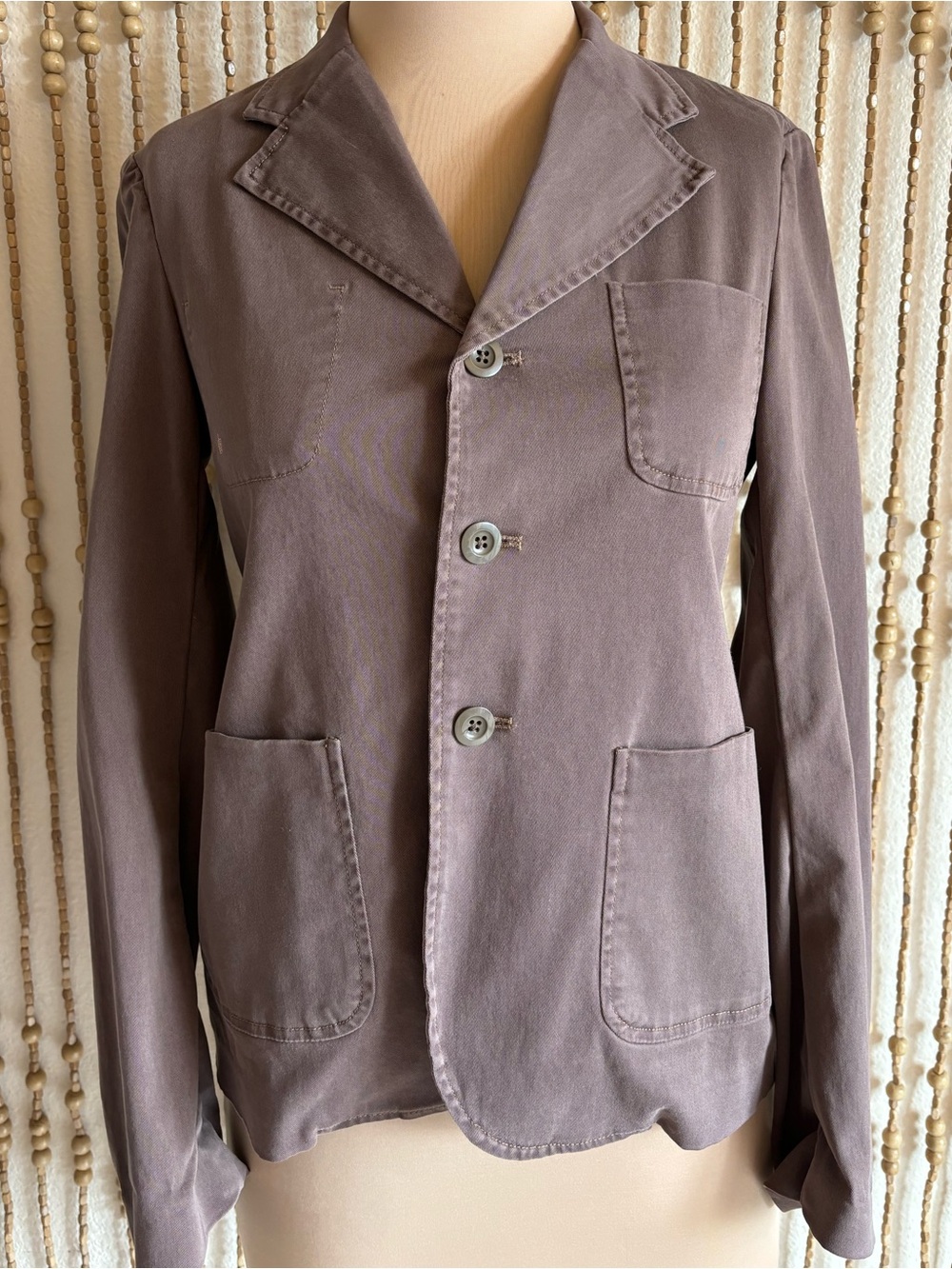 G1 Stretch Goods Taupe Gray 3 Button Classic Stretch Minimalist Business Blazer